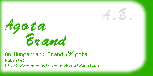 agota brand business card
